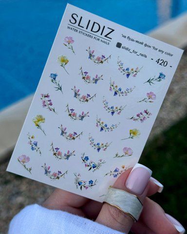 Слайдер-дизайн SLIDIZ наклейка на будь-який фон, з білою підложкою, квіти 420 фото