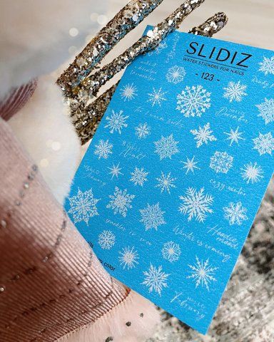Слайдер-дизайн SLIDIZ наклейка на будь-який фон, з білою підложкою, білі надписи та сніжинки 123 фото