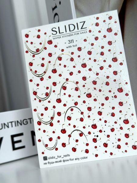 Slider design on any background combined foil (gold) cherries, french