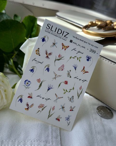 Слайдер-дизайн SLIDIZ наклейка на любой фон, с белой подложкой, цветы 399 фото