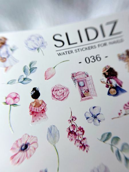 Слайдер-дизайн SLIDIZ водная наклейка для ногтей на любой фон, девушки, цветы 036 фото