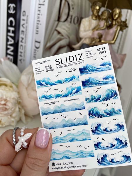 Слайдер-дизайн SLIDIZ наклейка на любой фон, с белой подложкой / море, волны, чайки 223 фото