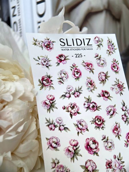 Slider design SLIDIZ decal on any background, with white backing / Peonies