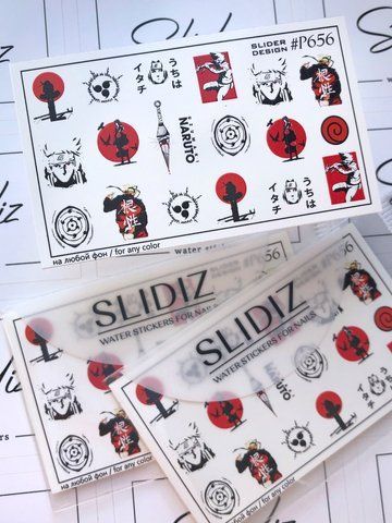 Слайдер-дизайн SLIDIZ водна наклейка для нігтів на будь-якому фоні, Наруто Р656 фото