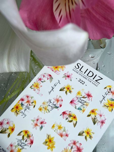 Slider design SLIDIZ decal on any background, with white backing, tropical flowers