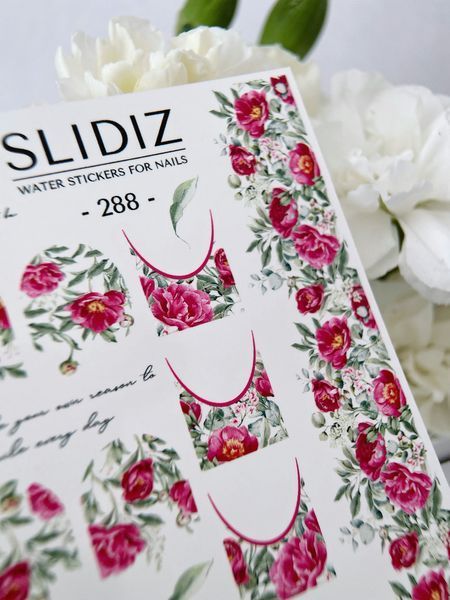 Слайдер-дизайн SLIDIZ наклейка на будь-який фон, з білою підложкою, френч, квіти 288 фото
